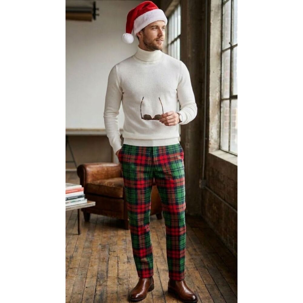 New Shinesty The Lincoln Log Love Daddy Plaid Christmas Pants Men's Size 32 x 31